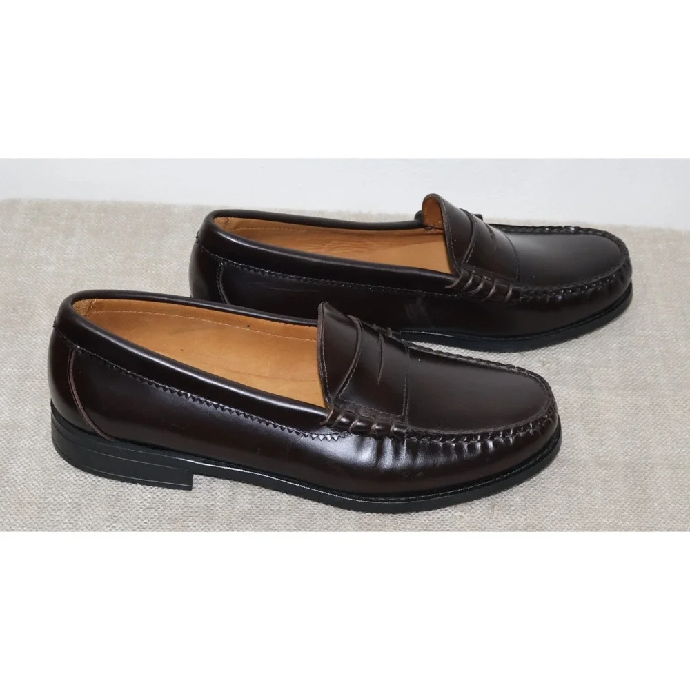 J.Crew Superior Boots & Shoes Penny Loafer Men Size 8 Black Preppy Leather AV166